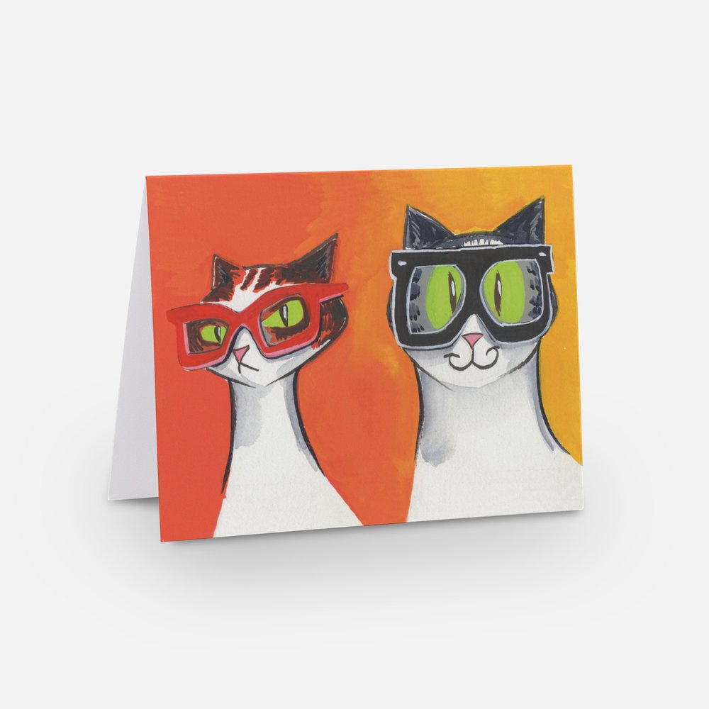 Cats in Glasses Card