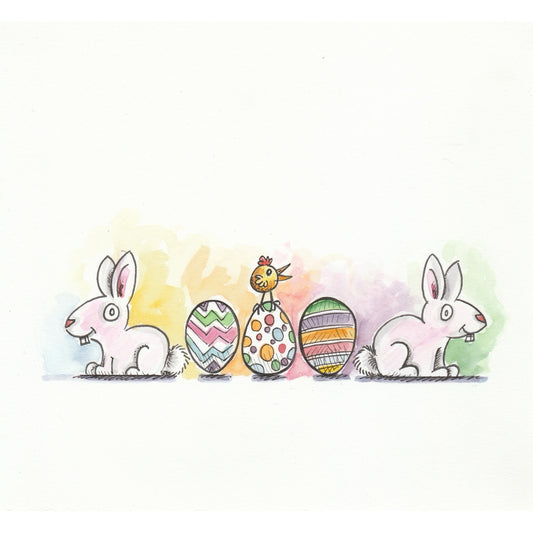 Bunnies with Eggs Original Art