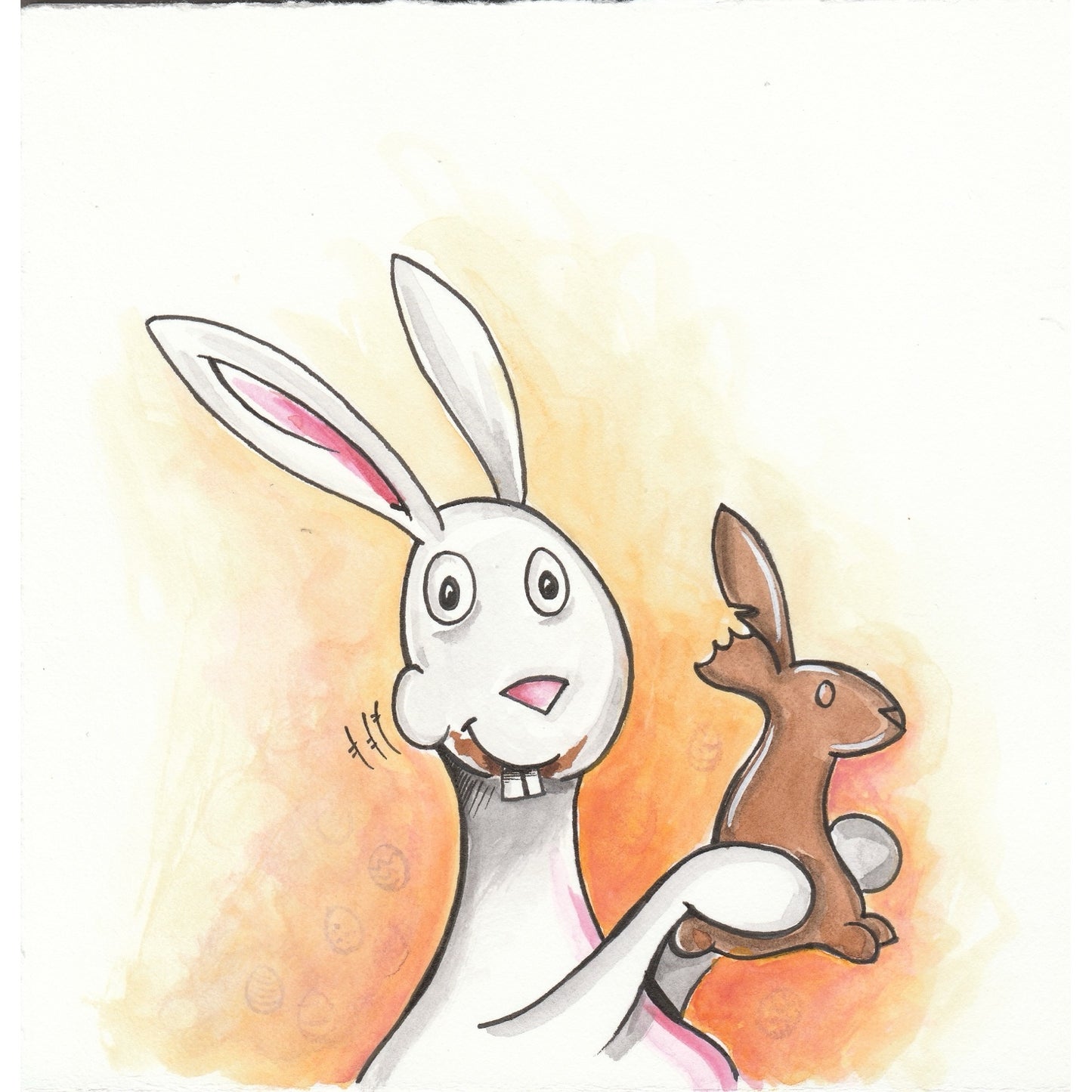 Bunny Eating Chocolate Original Art