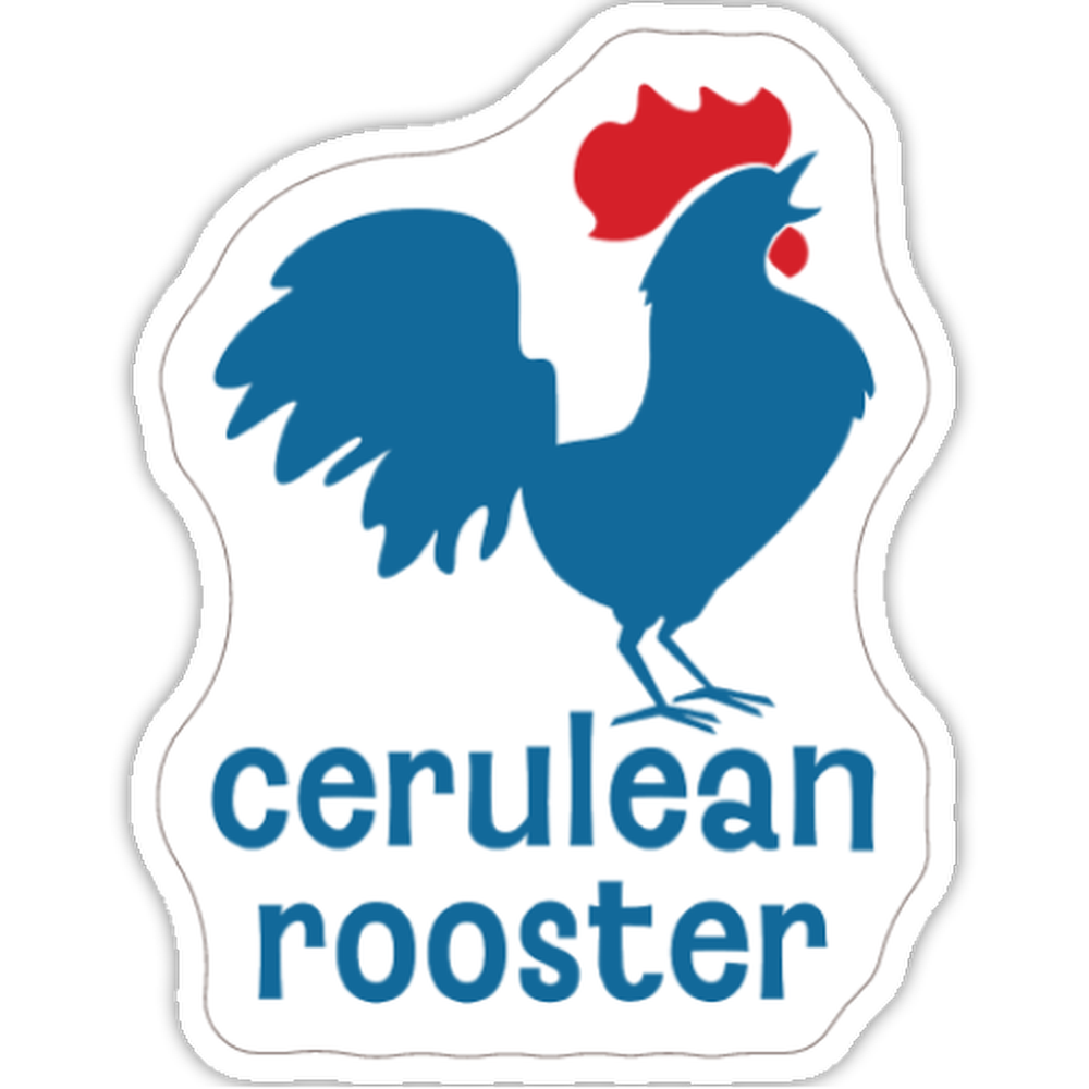 Cerulean Rooster Die-Cast Vinyl Sticker