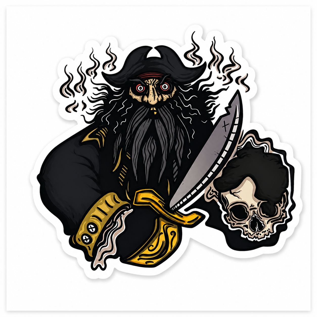 Smoky Black Beard Vinyl Sticker