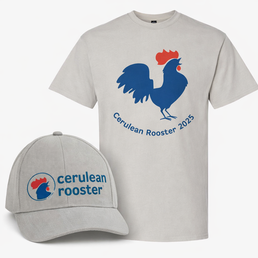 Cerulean Rooster Cap and Shirt Combo